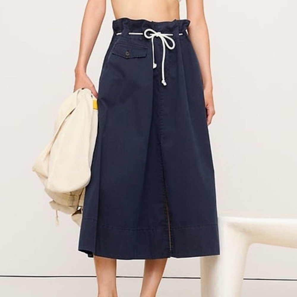Banana Republic Navy A-Line Drawstring Midi Skirt